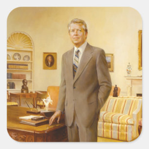 James Earl Carter Painted US President Portrait Square Sticker