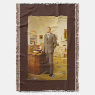 James Earl Carter Painted US President Portrait  Throw Blanket