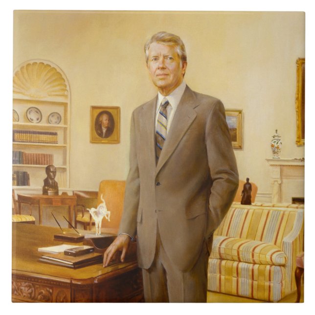 James Earl Carter Painted US President Portrait  Tile (Front)