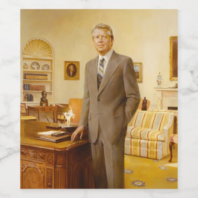 James Earl Carter Painted US President Portrait  Wine Label (Single Label)