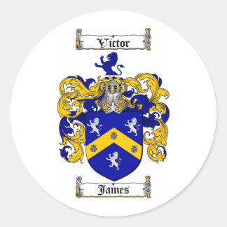 JAMES FAMILY CREST -  JAMES COAT OF ARMS CLASSIC ROUND STICKER