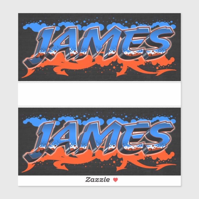 James First Name Graffiti Sticker (Sheet)
