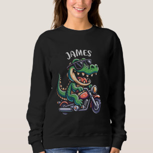James Funny Alligator Motorcycle Design for Boys N Sweatshirt