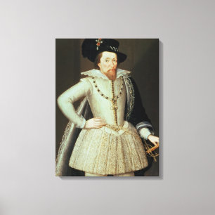 James I, half-length portrait Canvas Print