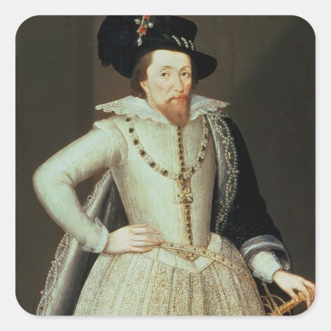 James I, half-length portrait Square Sticker (Front)