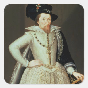 James I, half-length portrait Square Sticker