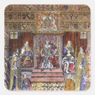 James I of England  at Court, Square Sticker