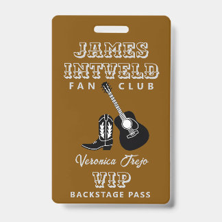 James Intveld Fan Club VIP Backstage Pass Badge ID Badge