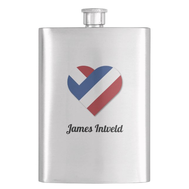 James Intveld with Netherlands Heart Flag Hip Flask (Front)