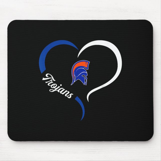 James Island Charter Trojans Logo Half Heart Sloga Mouse Mat (Front)