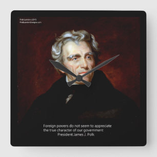 James K Polk & Quote Wall Clock by Rick London