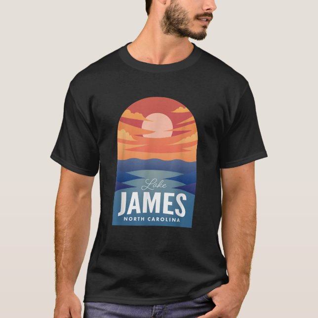 James Lake NC Retro Sunset T-Shirt (Front)
