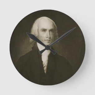 James Madison, 4th President of the United States Round Clock