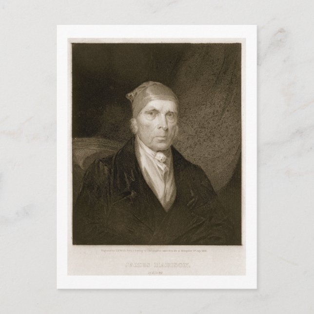 James Madison aged 82, engraved by Thomas B. Welch Postcard (Front)
