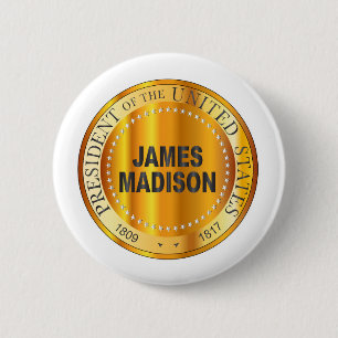 James Madison Gold Metal Stamp 6 Cm Round Badge