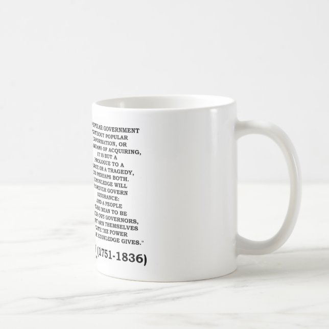 James Madison Knowledge Forever Govern Ignorance Coffee Mug (Right)