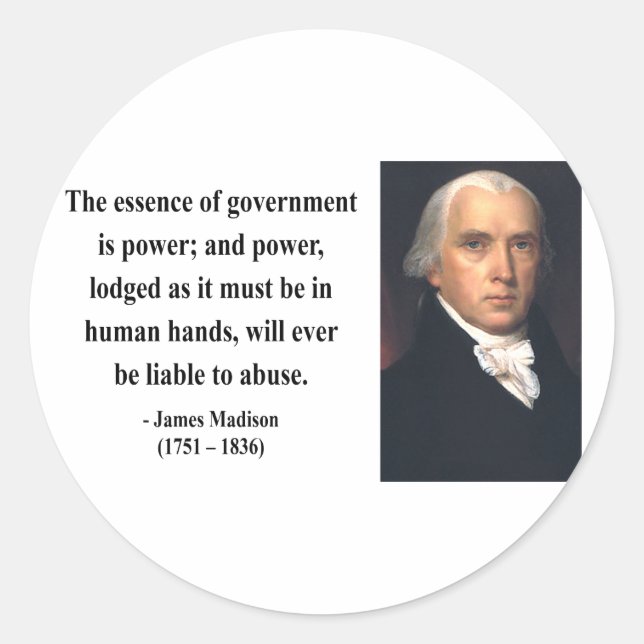 James Madison Quote 5b Classic Round Sticker (Front)
