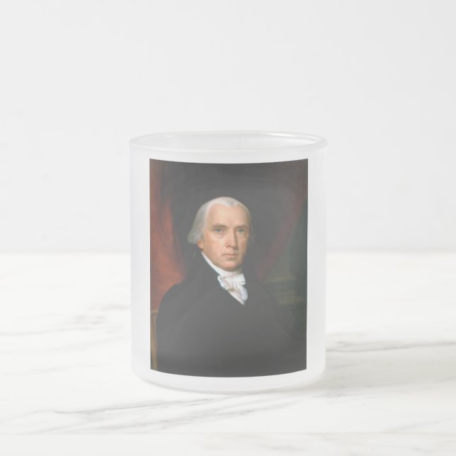James Madison the 4th President: Colonial America Frosted Glass Coffee Mug (Center)