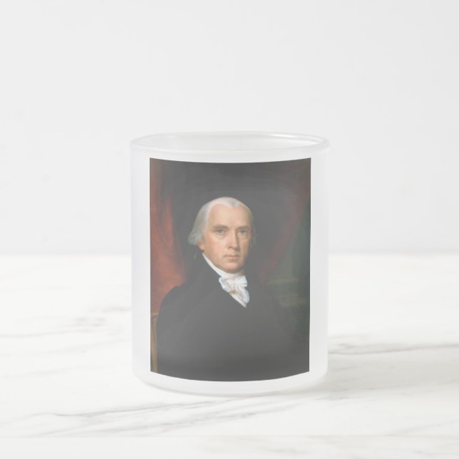 James Madison the 4th President: Colonial America Frosted Glass Coffee Mug (Center)