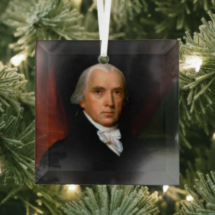 James Madison the 4th President: Colonial America Glass Tree Decoration