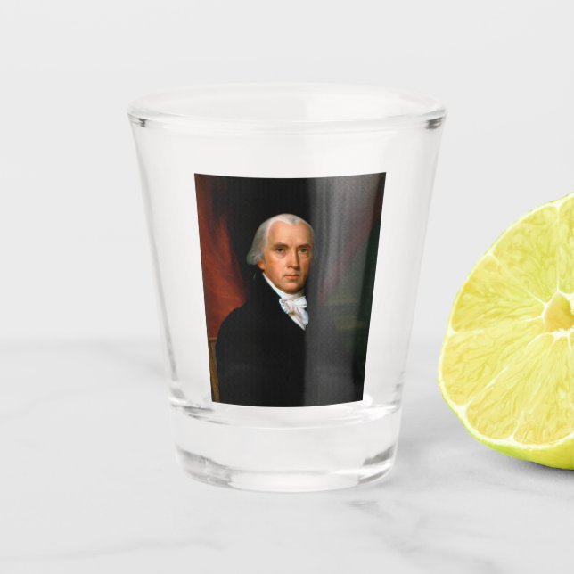 James Madison the 4th President: Colonial America Shot Glass (Front)