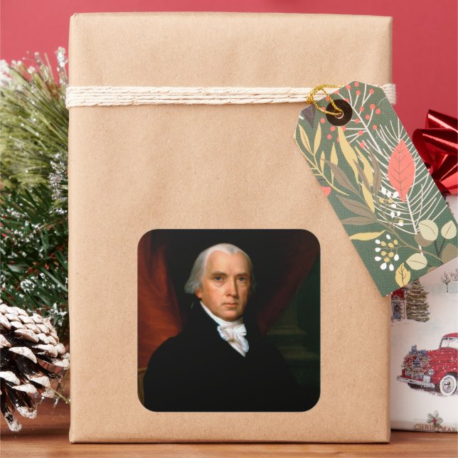 James Madison the 4th President: Colonial America Square Sticker (Holiday)