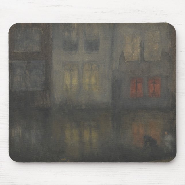 James McNeill Whistler - Nocturne - Black and Red Mouse Mat (Front)