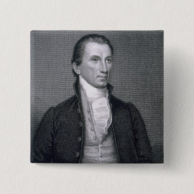 James Monroe, engraved by Asher Brown Durand (1796 15 Cm Square Badge (Front)