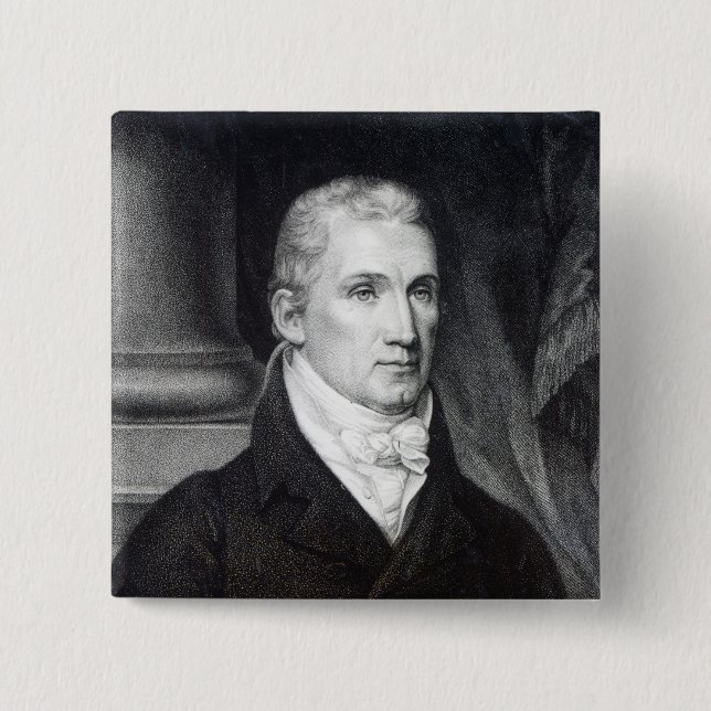 James Monroe, engraved by Thomas Gimbrede 15 Cm Square Badge (Front)