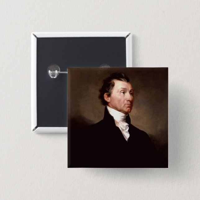 James Monroe Portrait, Early American President 15 Cm Square Badge (Front & Back)