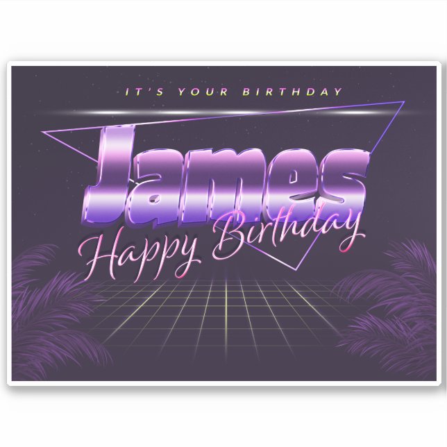 James Name First Name lila retro Sticker Birthday (Front)