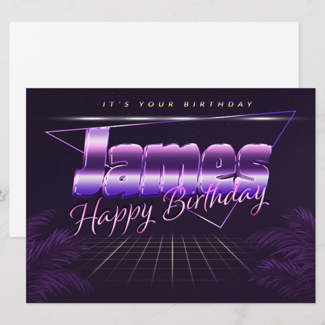 James Name First Name purla retro card Birthday (Front/Back)