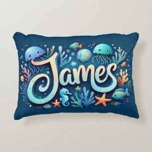 James Name Ocean Theme Decorative Sea Life Cushion