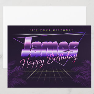 James Name Vorname lila retro Karte Geburtstag Card