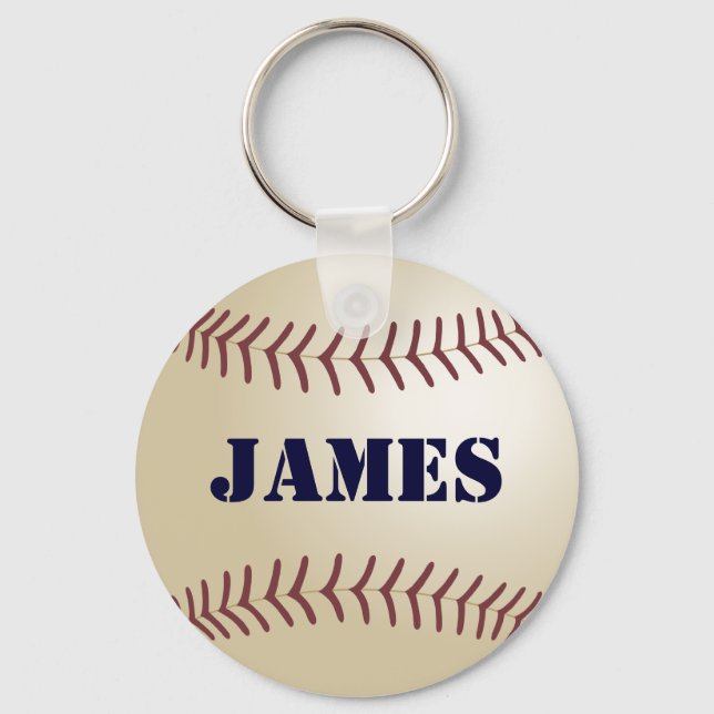 James Personalised Baseball Keychain (Front)