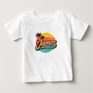 James Retro Sunset Tropical Name Design Baby T-Shirt