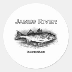 James River Vintage Striped Bass Logo Classic Round Sticker
