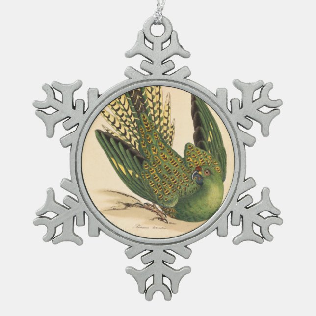 James Sowerby Ground Parrot, Psittacus terrestris  Snowflake Pewter Christmas Ornament (Front)