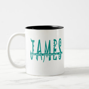 James  spelling&meanings Two-Tone coffee mug