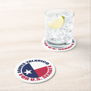 James Talarico for U.S. Senate Texas Flag Round Paper Coaster