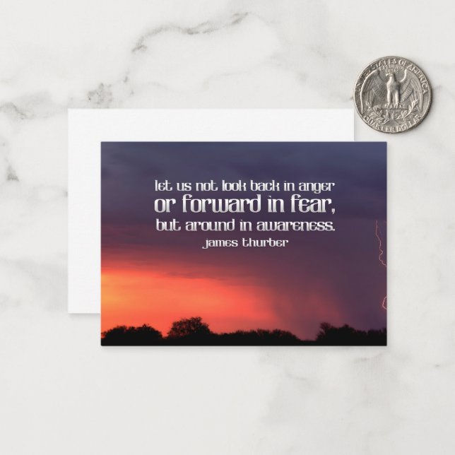 James Thurber Inspirational Quote "Awareness" Card (Front/Back In Situ)