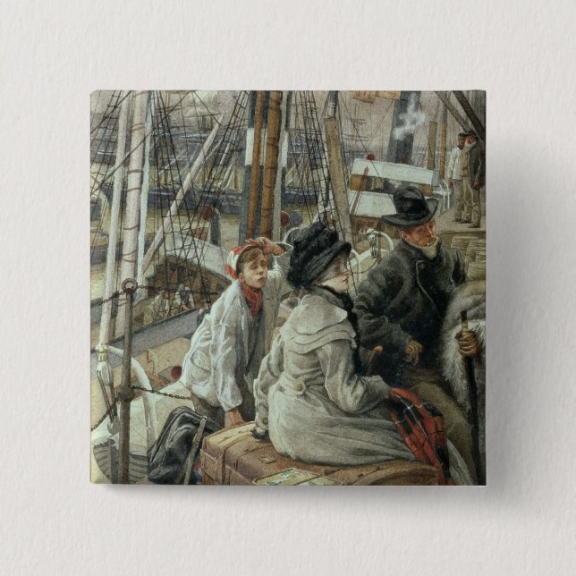 James Tissot | By Water, c.1881-2 15 Cm Square Badge (Front)