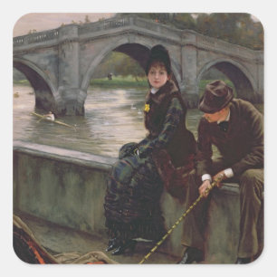 James Tissot   Richmond Bridge, c.1878 Square Sticker