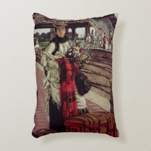 James Tissot Waiting at the Station Decorative Cushion