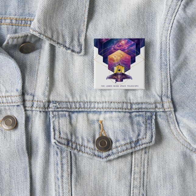 James Webb Space Telescope Poster. 15 Cm Square Badge (In Situ)