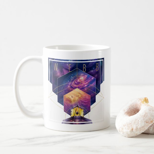 James Webb Space Telescope Poster. Coffee Mug (With Donut)