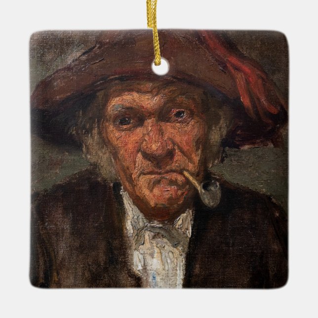 James Whistler - Man Smoking a Pipe Ceramic Ornament (Front)