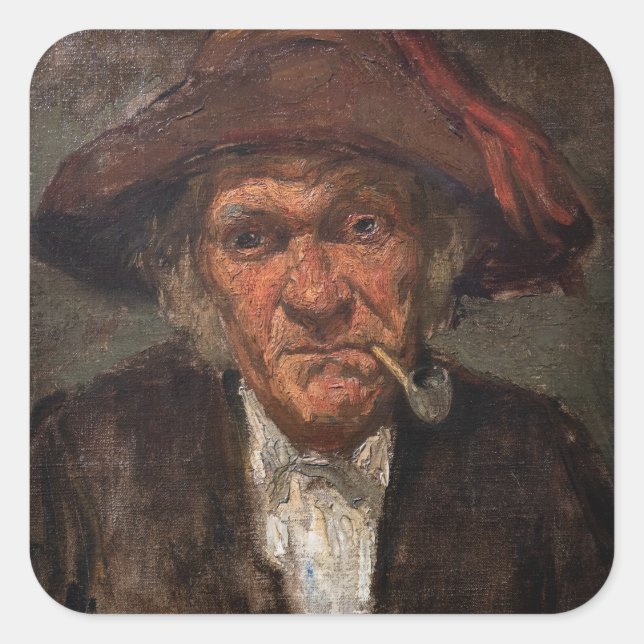 James Whistler - Man Smoking a Pipe Square Sticker (Front)