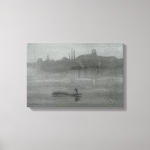 James Whistler - Nocturne: The Thames at Battersea Canvas Print