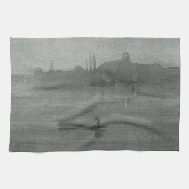 James Whistler - Nocturne: The Thames at Battersea Tea Towel (Horizontal)